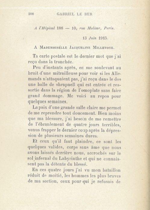 Le Ber Lettre à Jacqueline Millevoye