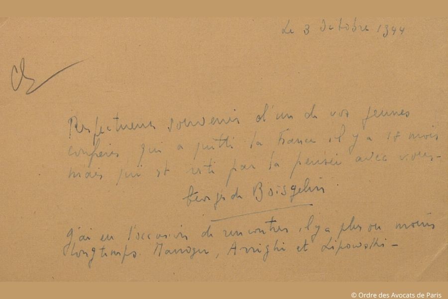De Boisgelin CP batonnier 1944