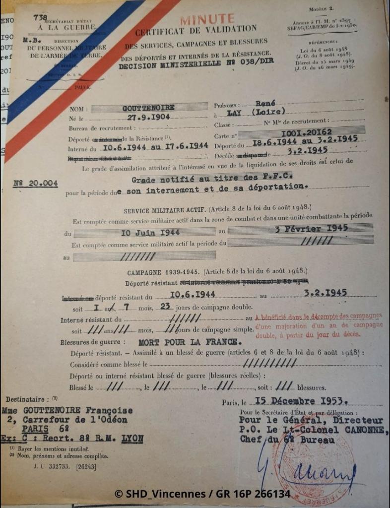 Gouttenoire Rene attestation FFI