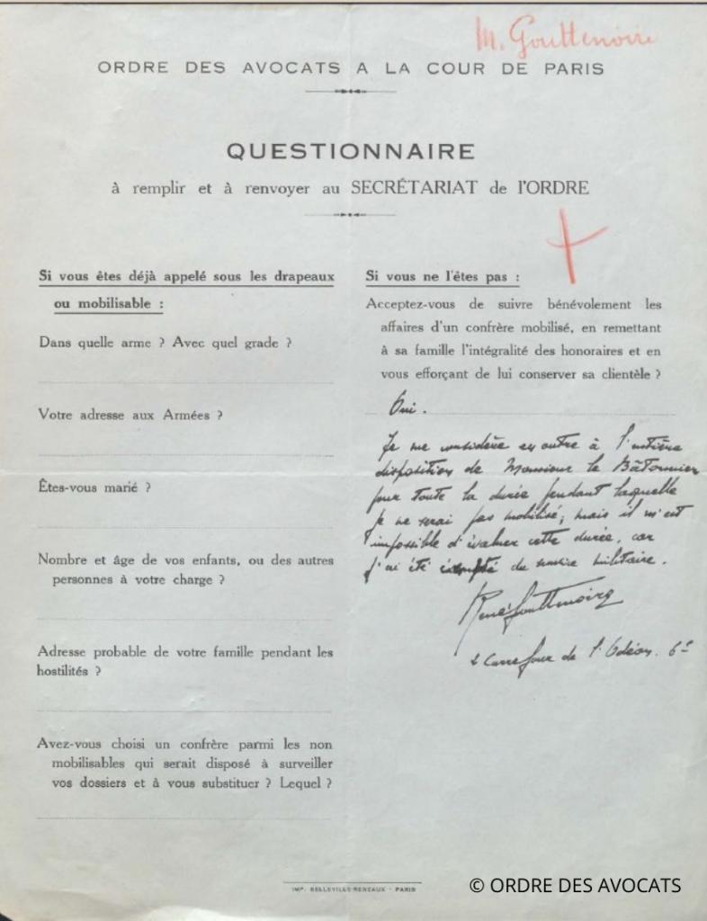 Gouttenoire Rene questionnaire mobilisation