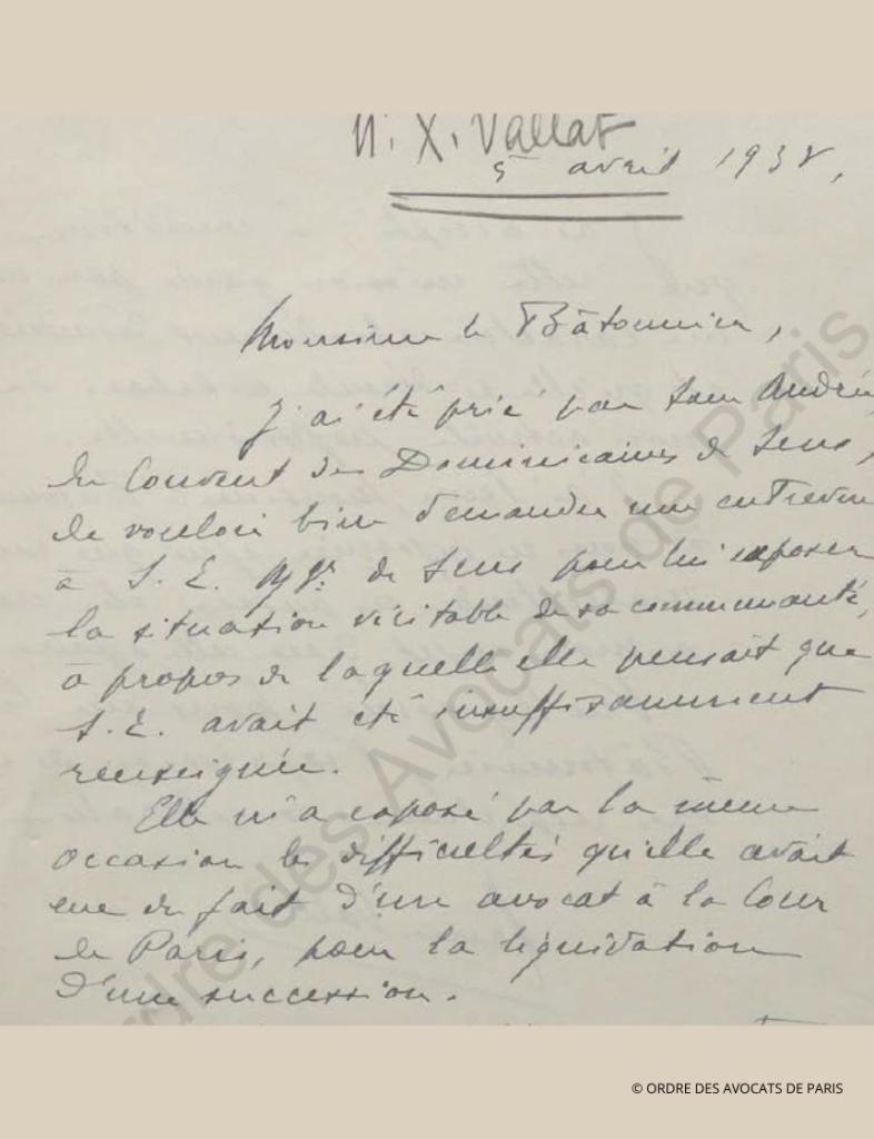 Vallat lettre 1938
