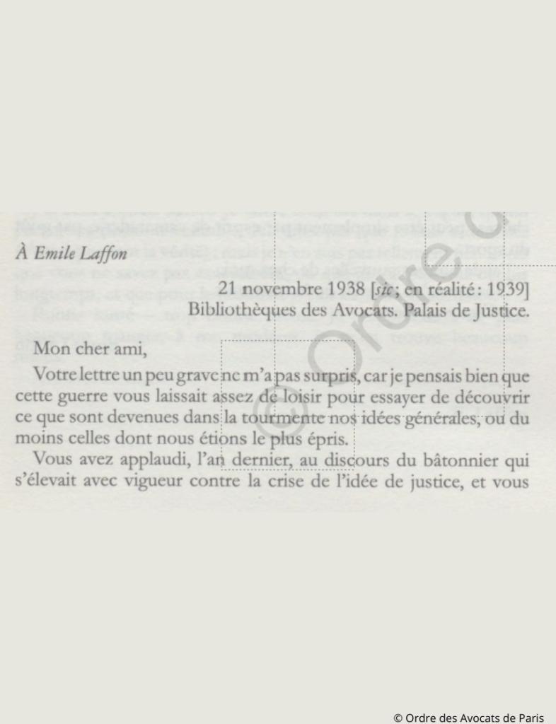 Lettre du bibliothécaire Boucher à Emile Laffon, novembre 1939.