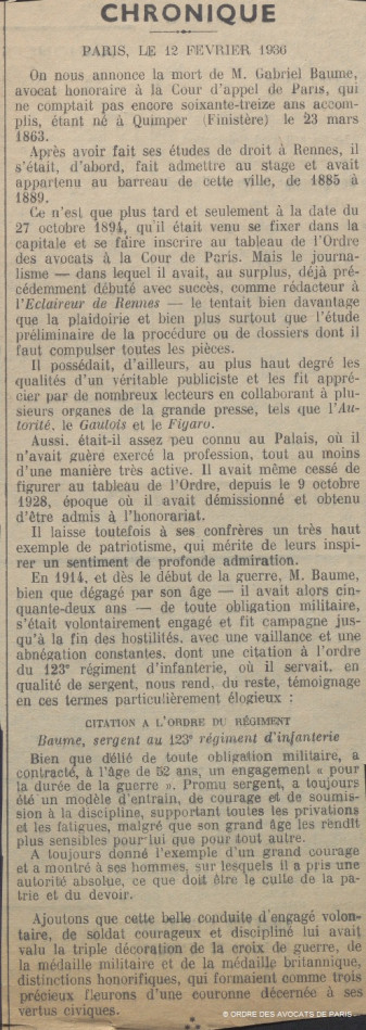 Baume necrologie
