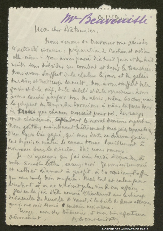 Benvenisti lettre juin1915