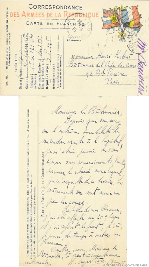 Cauvière Carte au Bâtonnier