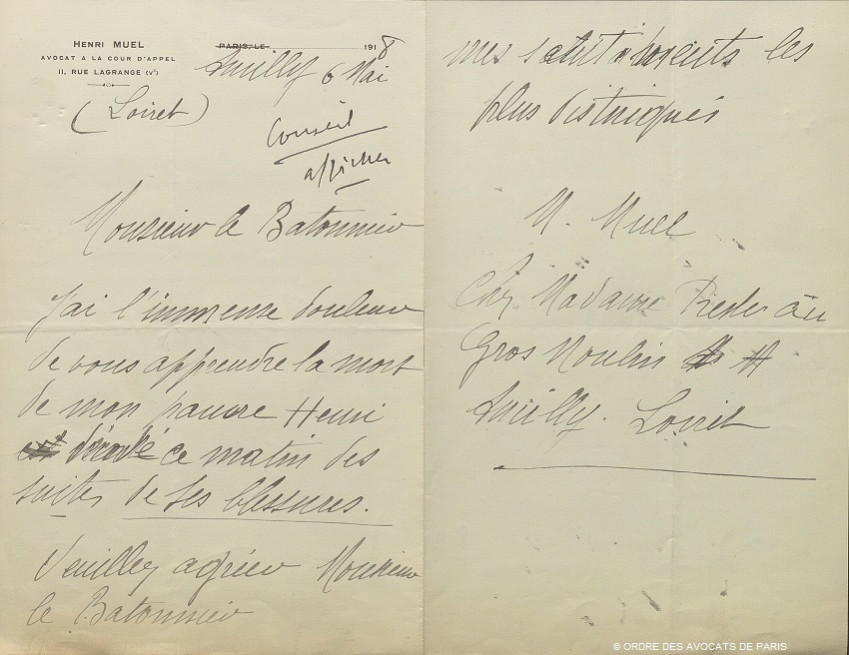 Muel lettre du pre 6 mai 1918