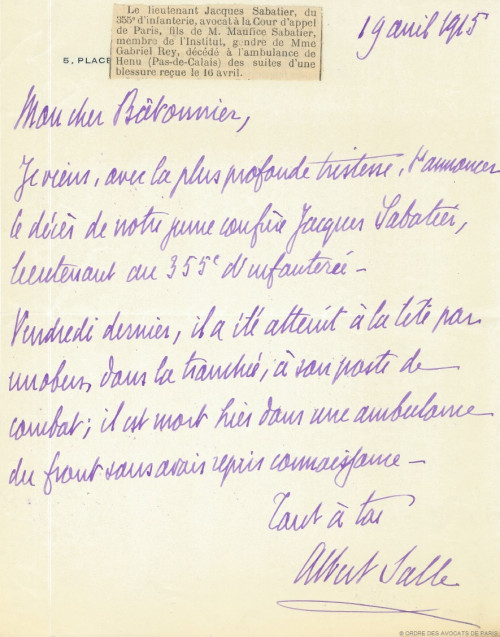 Sabatier Lettre Salle