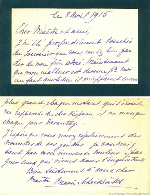 Scheikevitch 2e Lettre de sa soeur au bâtonnier