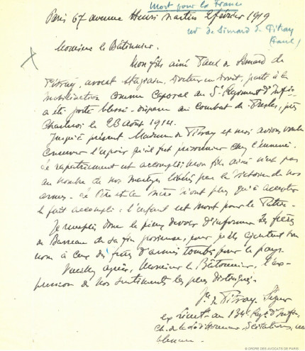 Simard lettre de la mere