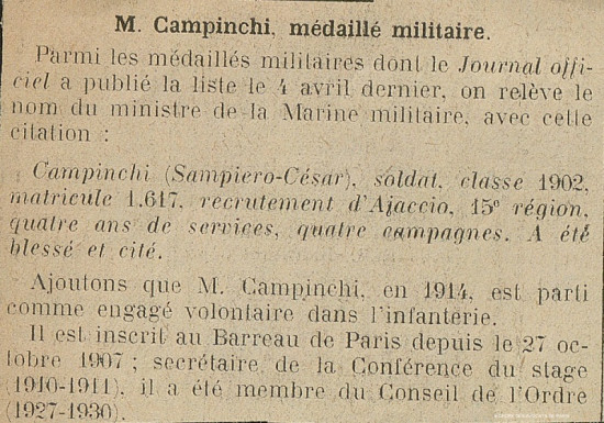 Campinchi mdaill militaire